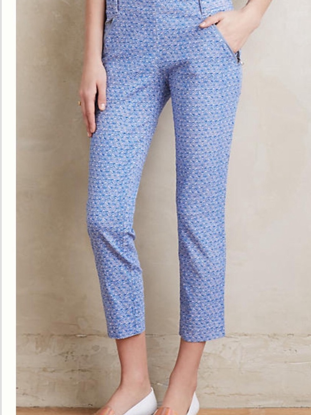 Anthropologie Cartonnier Charlie Trouser Pants Women’s 6 Blue Seashell Print
